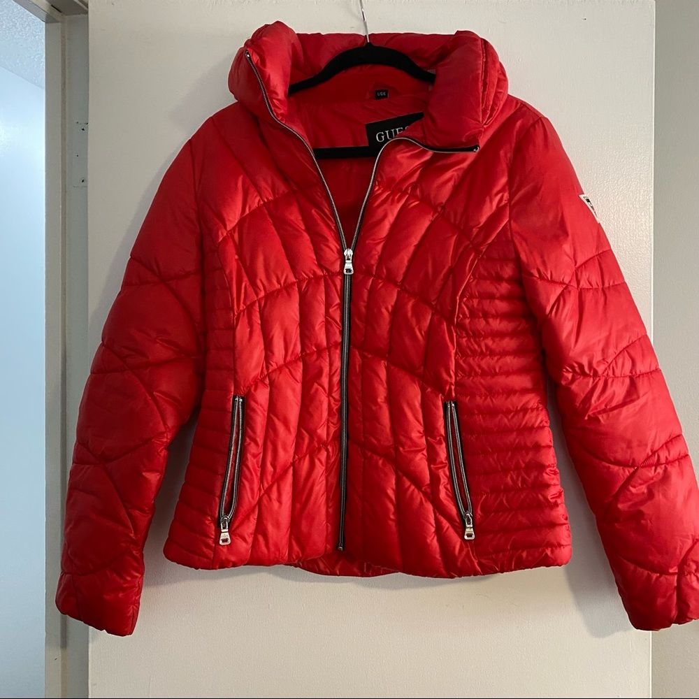 Red Guess Puffer Jacket